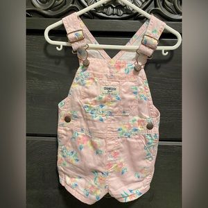 OshKosh B’Gosh Baby Girl Spring Floral Short Overalls -12 Months size